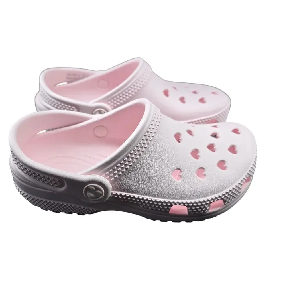 Crocs Classic Hearts Bubble Ice Cutout Clogs Sz J1